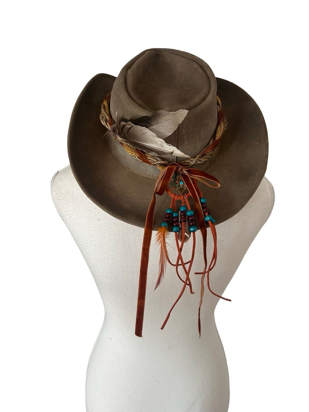 Minnetonka Genuine Leather Western Hat w/ Concho & Dreamcatcher Band